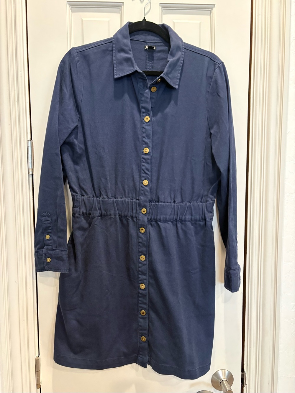 J. Crew Navy Button-Front Shirt Dress
